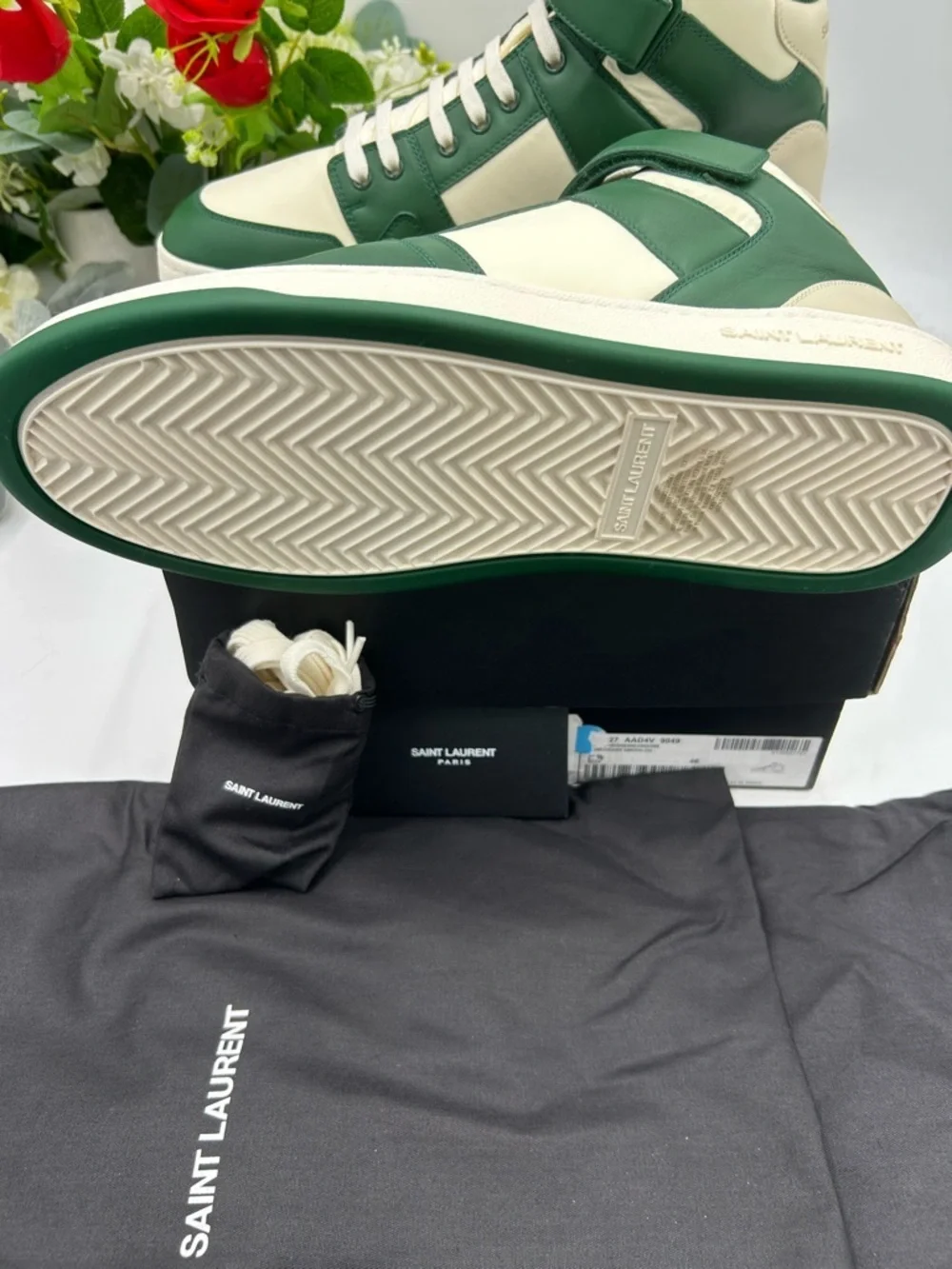 Men's Saint Laurent LAX leather high top sneakers size 46/13 US made in Italy